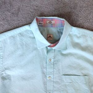 Peter Millar Shirt Men's L Mint Green Button Up Short Sleeve Golf Cotton Casual